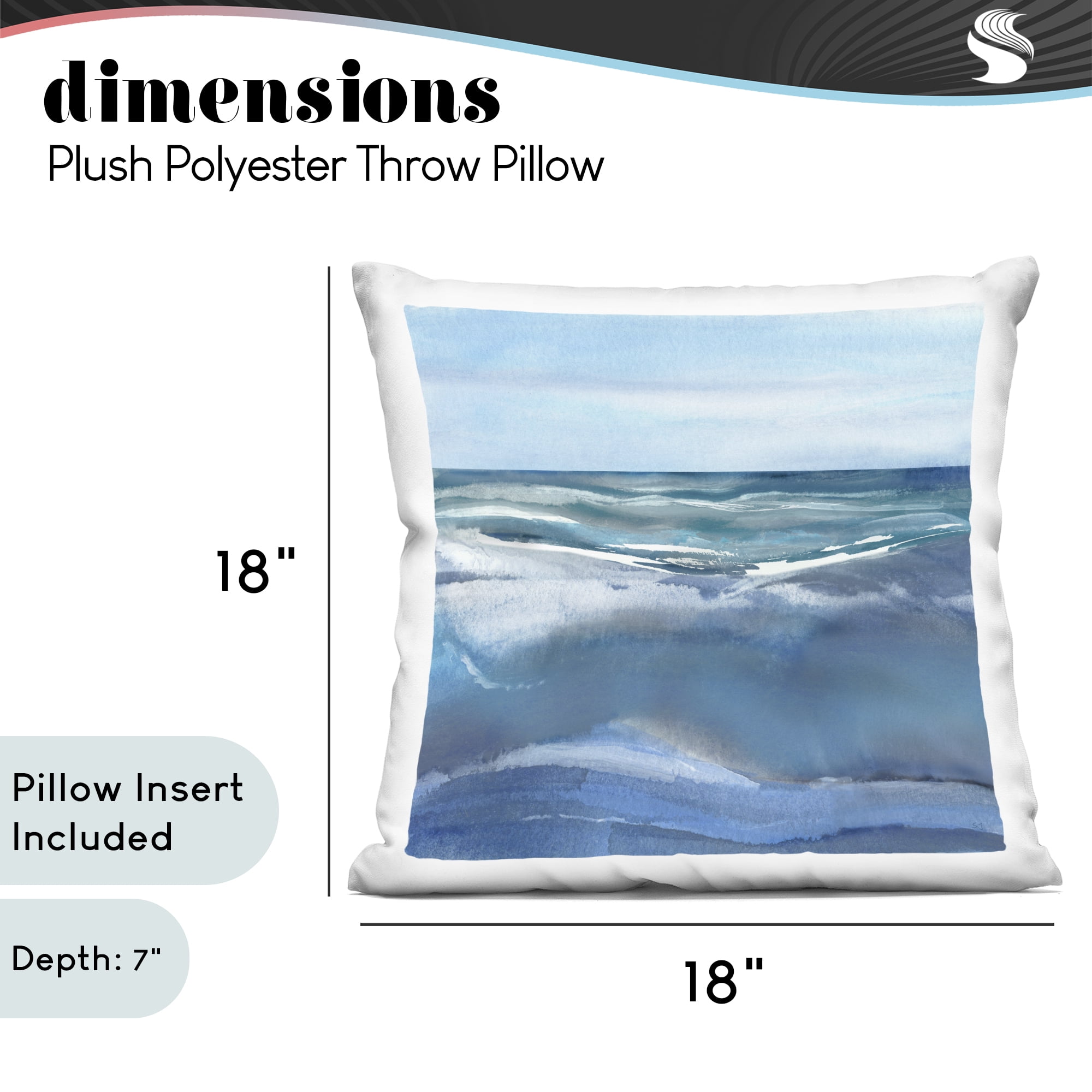 Stupell Industries Calm Seas under Soft Sky Decorative Printed Throw Pillow, design by Susan Jill, 18 x 7 x 18