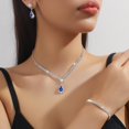 thumbnail image 3 of Silver Jewelry Set for Prom,Elegant Prom Jewelry Set Crystal Rhinestone Necklace Earrings Bracelet Brides Wedding Prom Dresses Costume Jewelry Accessories for Women, 3 of 7
