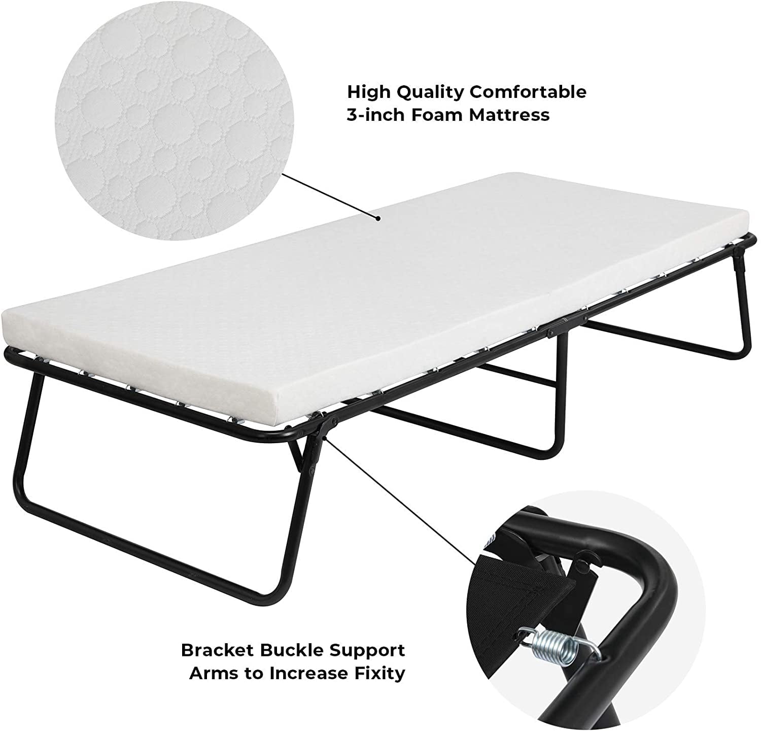 Buy Folding Bed, Bable Rollaway Bed Frame with Thick Memory Foam Mattress for Sleeping Home