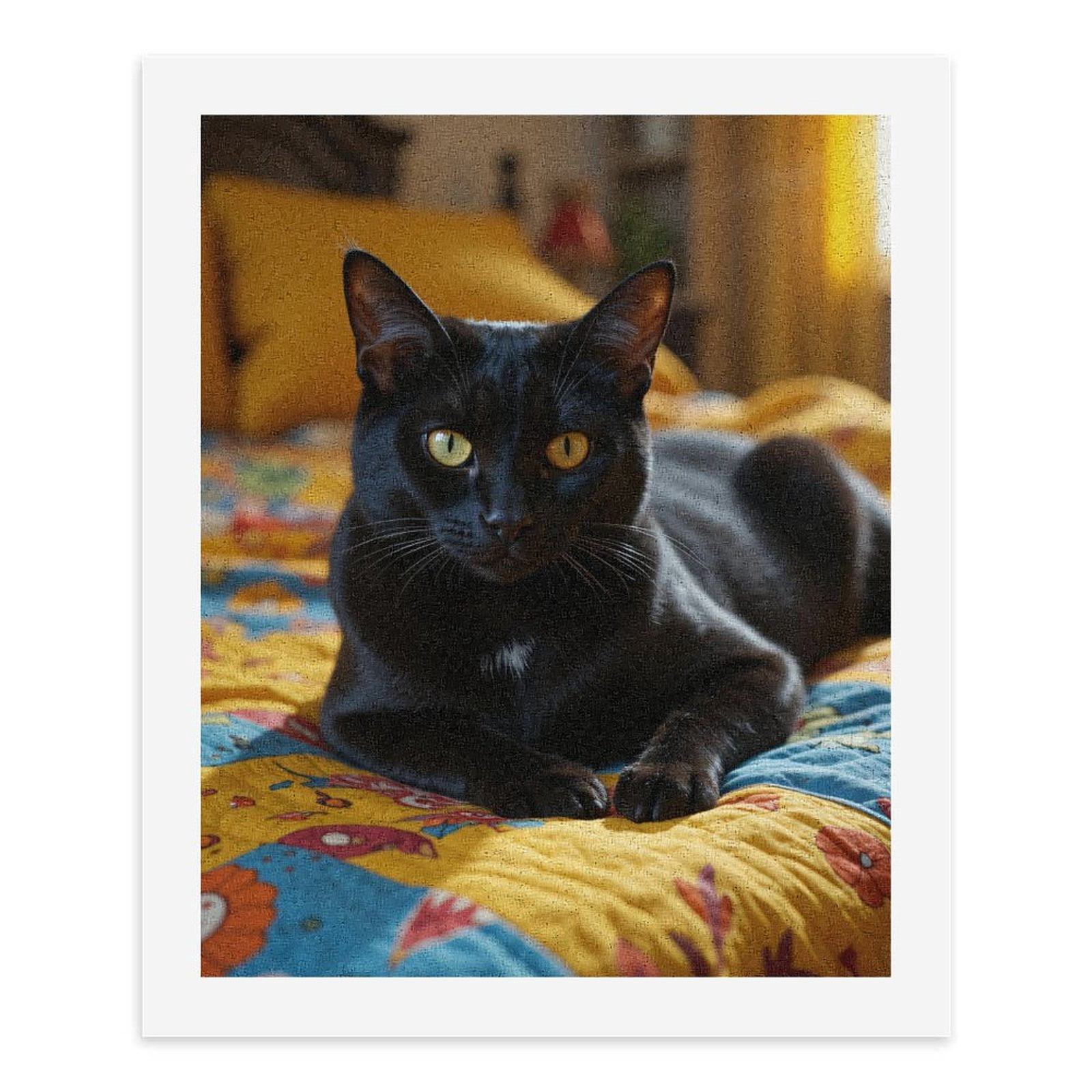 Paint by Numbers Kit for Adults, Black Cat Colorful Bed Quilt Paint by Numbers, Easy Paint by Numbers Kit for Adults Beginner, DIY Adult Paint by Number Kits on Canvas, Home Decor