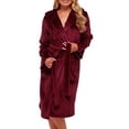 thumbnail image 1 of Albornoz de lana para mujer, bata de baño con capucha, ropa de dormir, 1 of 4