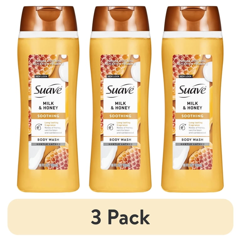 Suave Milk & Honey Moisturizing Body Wash, 3 Pack photo 1