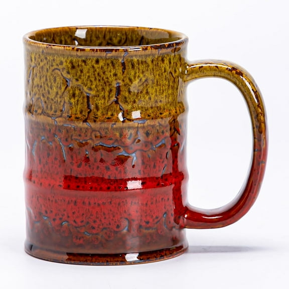 20 Oz Coffee Cups- Mug, Large Ceramic Coffee Mugs,  Pottery Mug,  Cups with Handle for Office and , Dishwasher and Microwave Safe (Yellow & Red)
