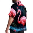 thumbnail image 3 of Flamingo Tropical Rainforest Men's Poplin Casual Printed Button Down Short Sleeve Summer Beach Shirts Unisex, 3 of 6