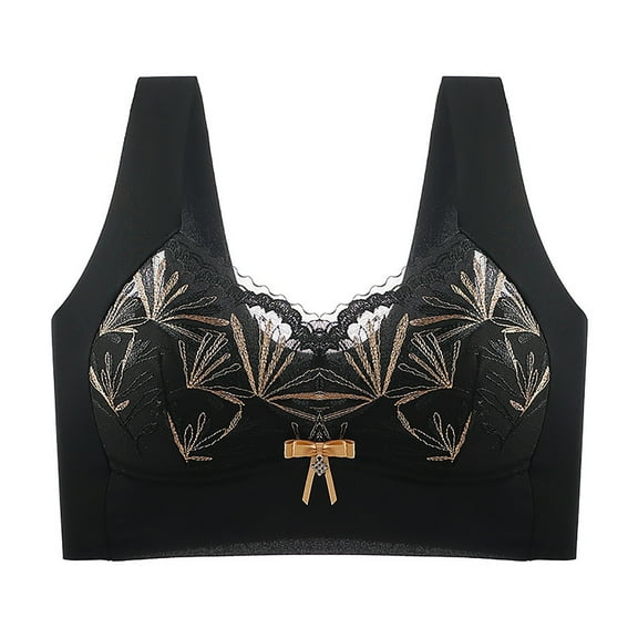 New summer arrivals SMihono Womens Lace Floral Bras Push Up Gathering Minimizer Bra Full Coverage Bra Seamless Comfortable Breathable Underwear Black XXXL