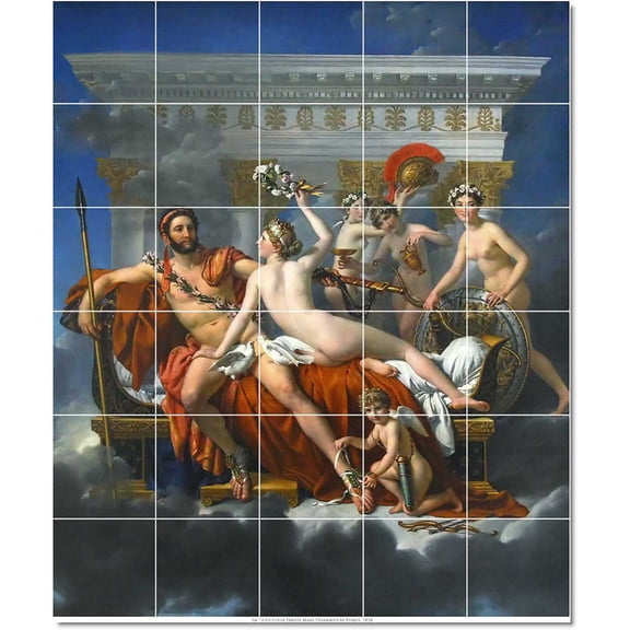 Ceramic Tile Mural-David-Mars Jacques-Louis Mythology Tile Mural Contemporary Home Renovations. 30" w x 36" h using (30) 6 x 6 ceramic tiles