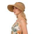 thumbnail image 2 of Helii Women Crownless Straw Sun Hat Wide Brim Ponytail Visor, Adjustable Drawstring Packable Foldable Breathable Woven Beach Hat UV Protection for Travel Outdoor Khaki,One Size, 2 of 9