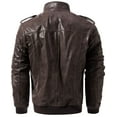 thumbnail image 2 of FLAVOR Men Biker retro Brown Leather Motorcycle Jacket Genuine Leather jacket (X-Large, Dark Brown), 2 of 5