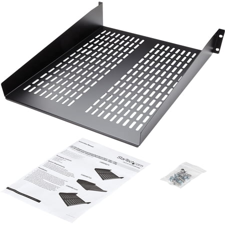 StarTech.com 2U Server Rack Shelf - Universal Vented Rack Mount Cantilever Tray for 19 Network Equipment Rack & Cabinet - Heavy Duty Steel - Weight Capacity 50lb/23kg - 22 Deep Shelf