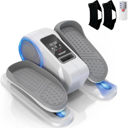 Yagud Under Desk Elliptical Machine, Electric Ellipse Leg Exerciser for Senior, 12 Adjustable Speeds Quiet and Portable Seated Pedal Exerciser for Training with Remote Control, Gray