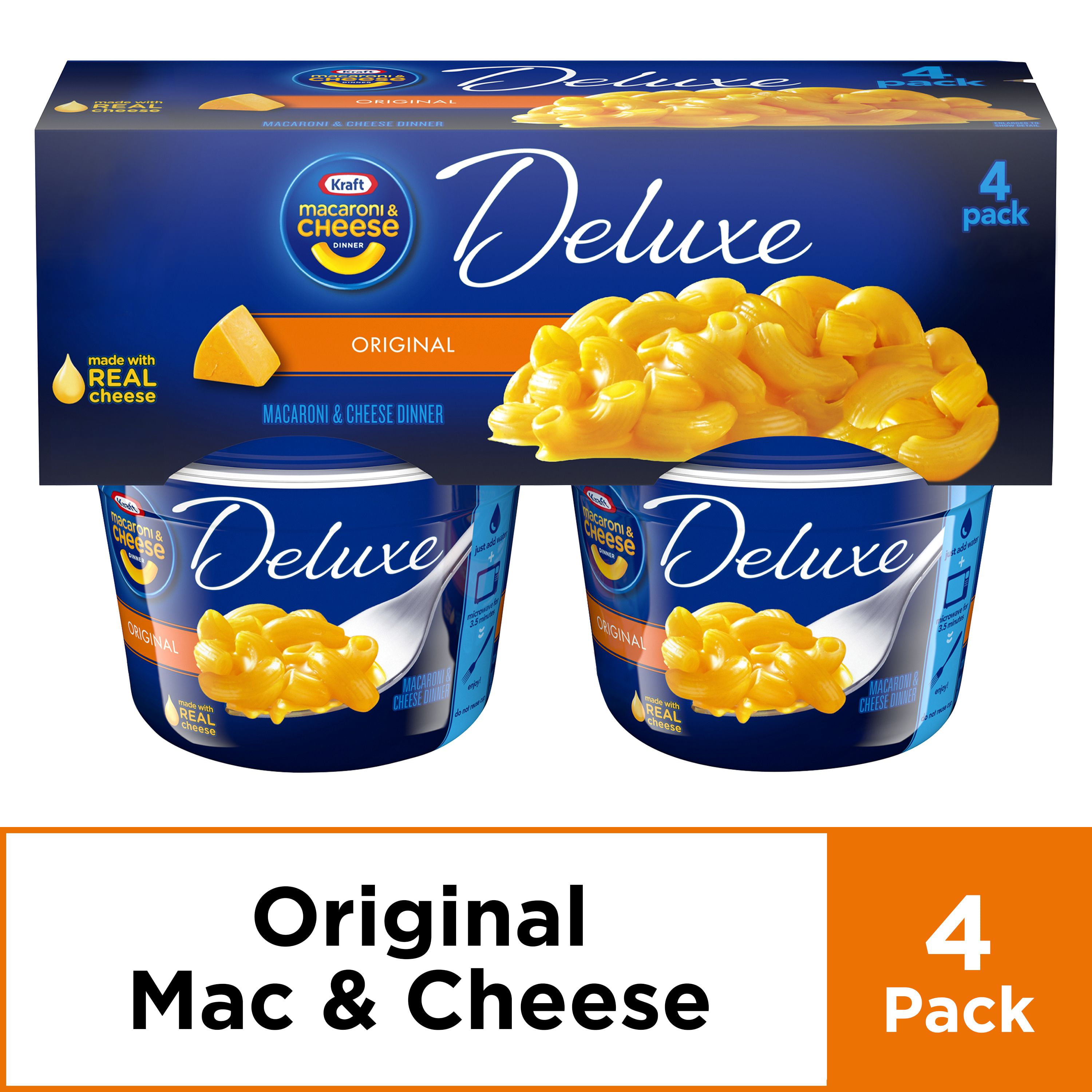 Kraft Deluxe Original Mac and Cheese Dinner Cups, 4 ct - 9.56 oz ...
