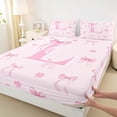 thumbnail image 4 of Erosebridal Letter Monogrammed L Pink Bow Queen Sheet Sets 4 Pieces,Floral Cherry Blossoms Bed Set,Luxury Bedroom Decor, 4 of 5
