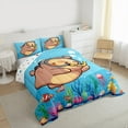 thumbnail image 3 of Manfei Capybara Lover Queen Comforter Set,Cartoon Animals Kapibara Bedding Sets,Watercolor Ocean Coral Bedding Comforter Set For Girl Boys,Super Cozy Room Decor Reversible,3-Piece, 3 of 8