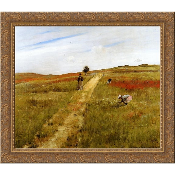 Shinnecock Hills (Shinnecock Hills Autumn) 24x20 Gold Ornate Wood Framed Canvas Art by William Merritt Chase
