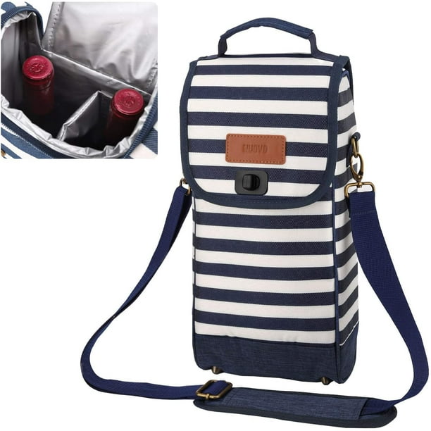 IGUOHAO 2 Bottle Insulated Wine Carrier Tote, Portable Wine Tote Carriers  Holders Padded Wine Bag Cooler Carrying Bag for Travel and Picnic, with