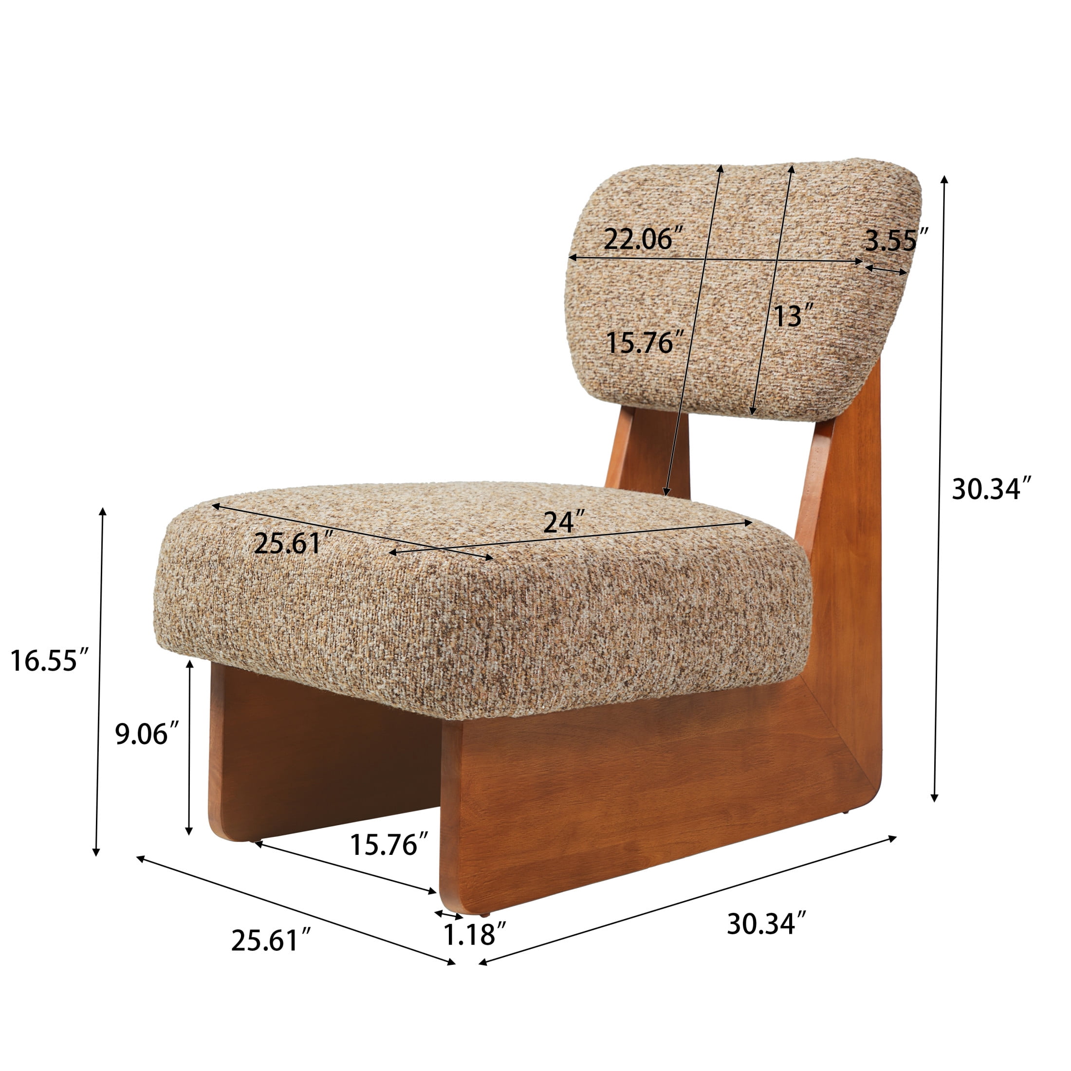 Christopher Knight Home Minimalist Upholstered Accent Chair Set of 2, Solid Wooden Base, Walnut+Multi Brown