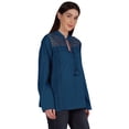 thumbnail image 3 of Moomaya Tunique Col Mandarin pour Femmes Manches Longues Été Coton Uni, 3 of 7