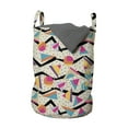 thumbnail image 1 of Vintage Laundry Bag, Vintage 80s Style Geometrical Pattern with Triangles and Circles in Memphis Fashion, Basket with Handles Drawstring Closure for Laundromats, 13" x 19", Multicolor, by Ambesonne, 1 of 4