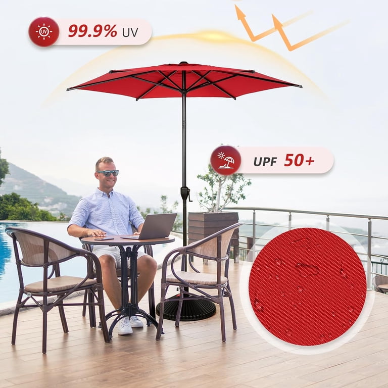 abba 11 patio umbrella Abba Patio 11-ft Steel Red Crank Market Patio Umbrella one_size