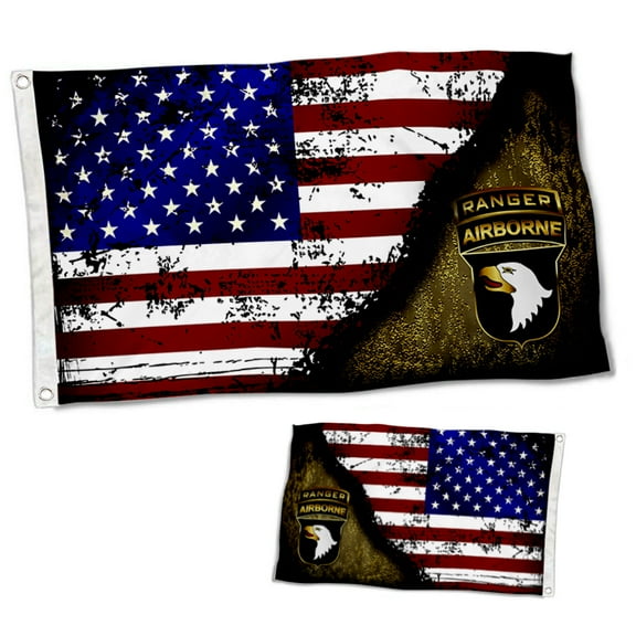 Dutern Double Sided 101st Ranger Airborne Flag TABBED STARS & STRIPES banner US Army Military Banner 3 Ply with Brass Grommets 3x5 Feet