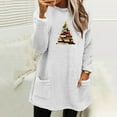 thumbnail image 2 of Lovskoo Fuzzy Fleece Pullover Tops for Women Winter Warm Christmas Printed Long Sleeve with Pocket Crewneck Solid Color Warm Top White, 2 of 6