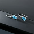 thumbnail image 5 of Gem Stone King 10K White Gold Swiss Blue Topaz Dangle Earrings for Women (2.70 Cttw, Gemstone November Birthstone, Oval 8x6MM), 5 of 5