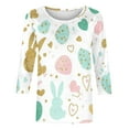 thumbnail image 5 of Xixinqiwan Easter Clothing for Women,Womens Bunny Color Egg Graphic 3/4 Sleeve Crew Neck Tops Womens Spring Shirts, 5 of 5