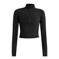 thumbnail image 4 of HAPIMO Women's Long Sleeve Jackets Outfits Slim Stretch Shirts Vacation Tops Quick Drying Casual Yoga Sports Fashion Stand Collar Zipper Pullovers Workout Black L, 4 of 4