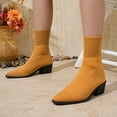 thumbnail image 3 of Stretch Ankle Boots for Women Pointed Toe Stacked Heel Knit Sock Booties Casual Dressu Fall Chelsea Boots, 3 of 7