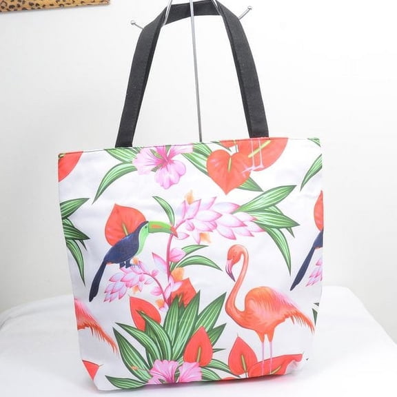 Toucan Flamingos  Canvas Tote Bag Purse Bookbag Messenger Carry On