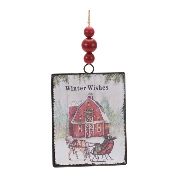 Glass Winter Wishes Barn Ornament Set of 12