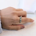thumbnail image 3 of 4mm Gold / Silver Band Mens Womens 316L Stainless Steel Turquoise Ring Size 5-11, 3 of 8