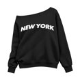 thumbnail image 3 of Shadoumai Kids Girls Oversized Sweatshirt Off the Shoulder Tops New York Letter Print Preppy Plain Fall Pullover Long Sleeve Casual Tops for School, 3 of 6