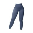 thumbnail image 3 of Pantalones de yoga kusrkot para mujer Leggings deportivos sin costuras elásticos Azul Gris M, 3 of 8