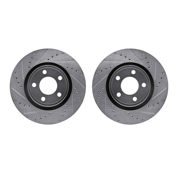Dynamic Friction Company Front Brake Rotors-Drilled and Slotted-Silver 7002-54159