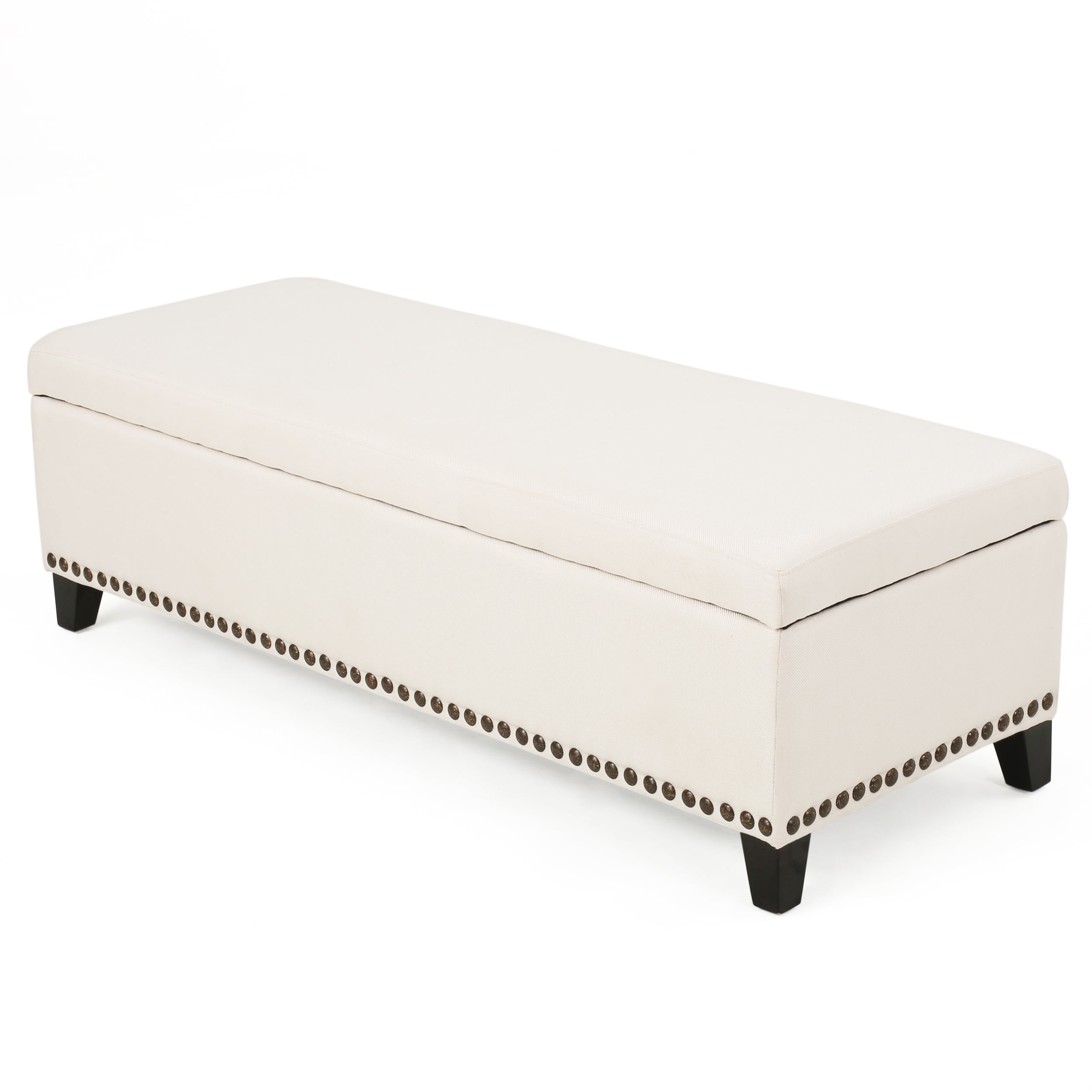 Noble House Iris Beige Fabric Storage Ottoman