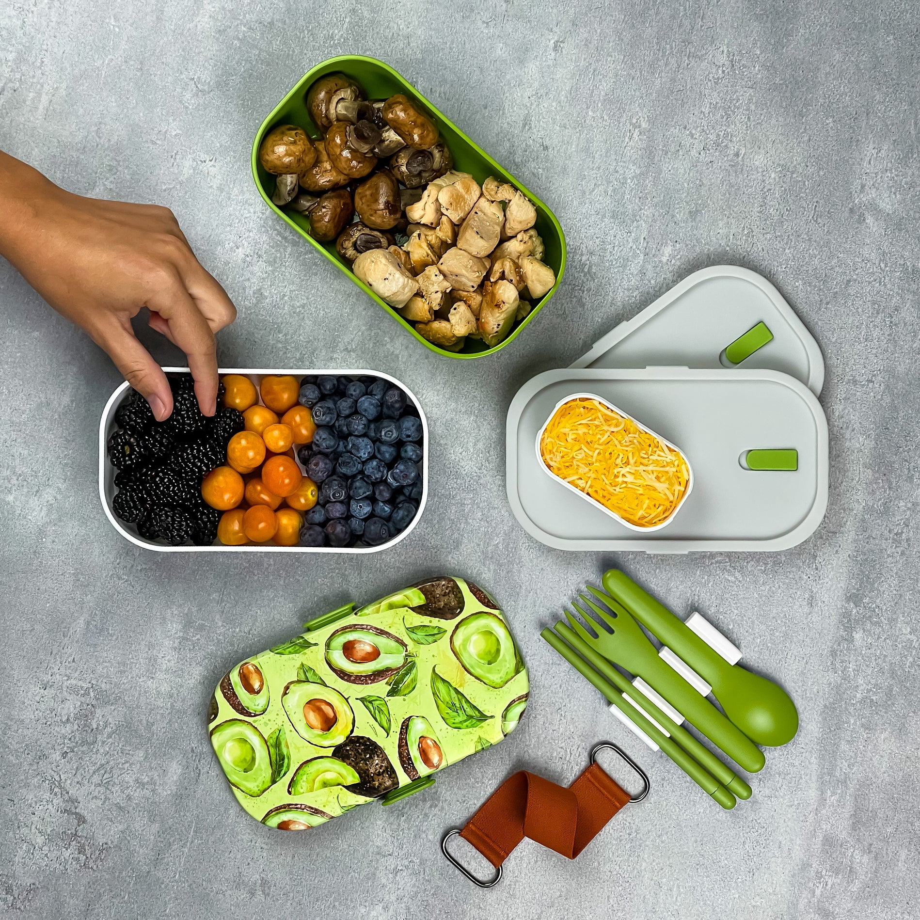 Premium Leakproof Bento Lunch Box Avocado Green Bento Box for Adults