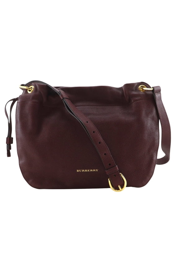 Pre-Owned Burberry logo shoulder bag, Nova Check pattern, calfskin, burgundy, magnetic closure,...