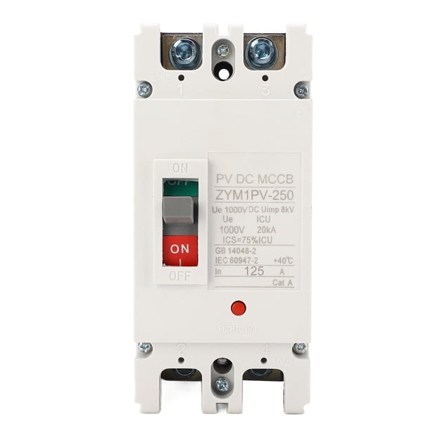 Interruptor Disyuntor De Batería Solar 2P, Disyuntor De Caja Moldeada Capacidad De Ruptura 20KA Contacto De aleación De Plata MCCB Corriente Nominal 125A Para Granja