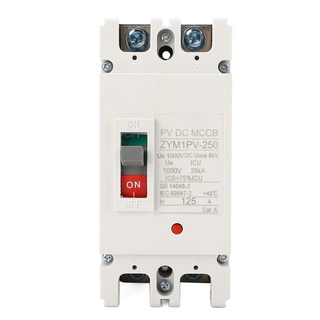 Interruptor Disyuntor De Batería Solar 2P, Disyuntor De Caja Moldeada Capacidad De Ruptura 20KA Contacto De aleación De Plata MCCB Corriente Nominal 125A Para Granja