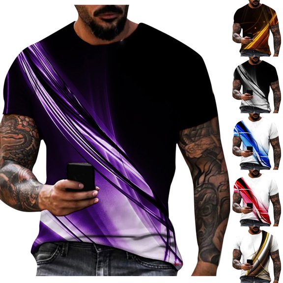 Men's T Shirts Short Sleeve Moisture Wicking Lightweight Crew Neck Casual Shirts for Men Summer Casual Tops Blue L