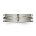 thumbnail image 4 of Chisel Titanium Polished X-Design 6mm Grooved Flat Band, 4 of 7