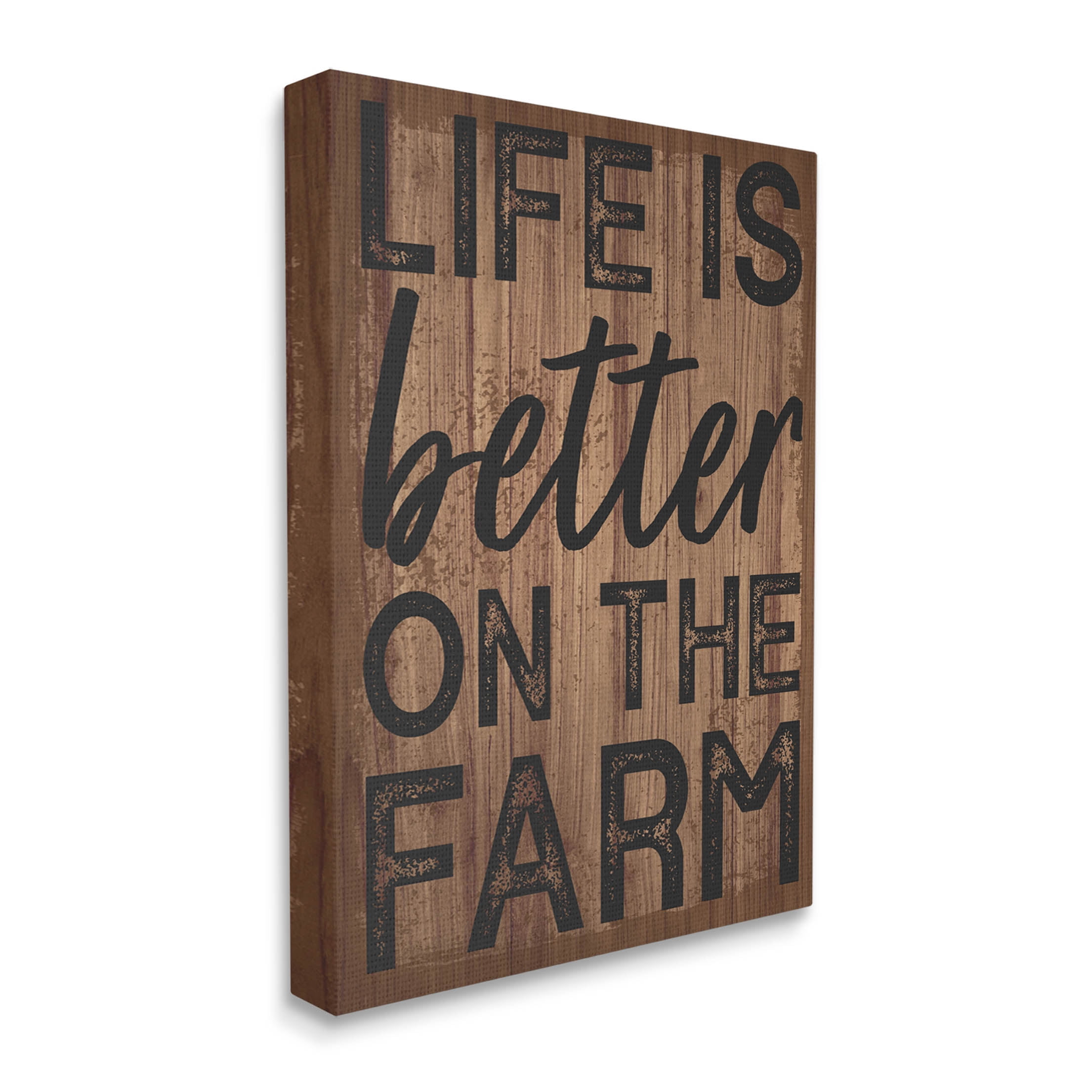Life Better On Farm Rustic Sign Inspirational Graphic Art Gallery Wrapped Canvas Print Wall Art