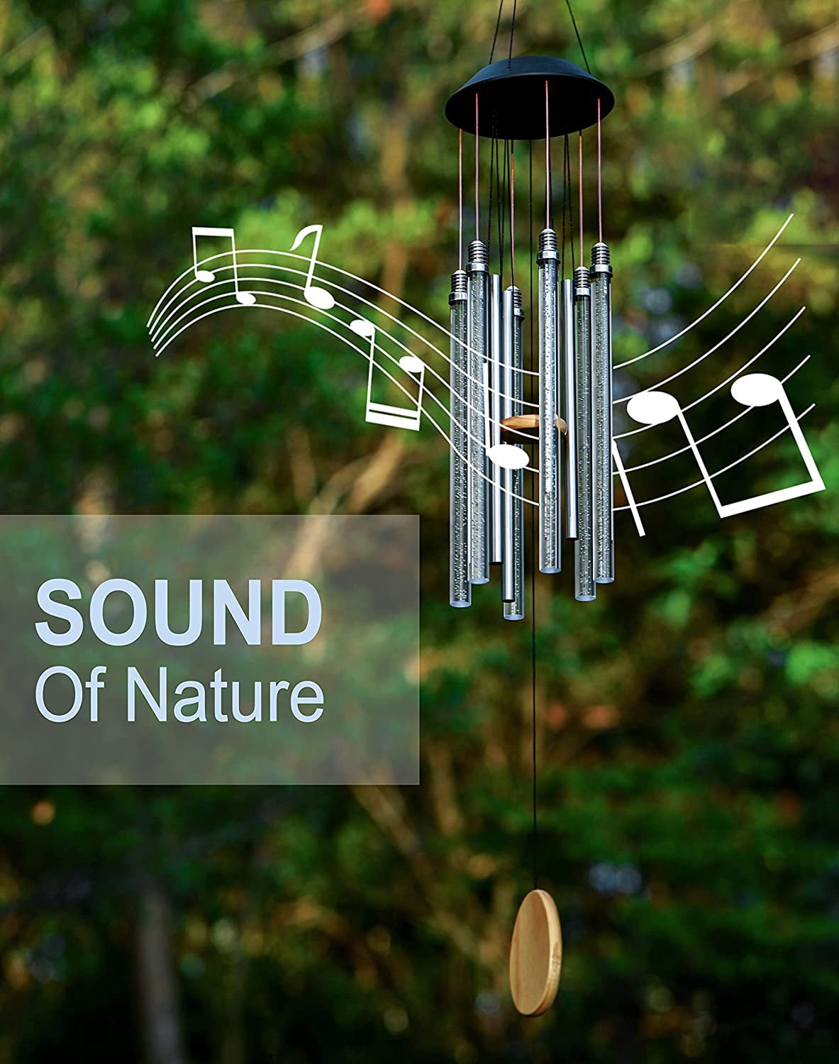 Outdoor solar wind chime, ANHXN light tube color changing outdoor clear space unique garden decoration colorful terrace, give her/him a gift