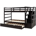 thumbnail image 3 of Harper & Bright Designs Twin over Twin Bunk Bed for Bedroom, Wood Twin Bunk Bed with Storage and Trundle, Espresso, 3 of 9