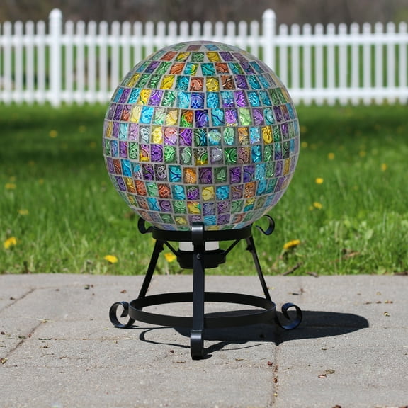 Northlight Mosaic Window Pane Outdoor Garden Gazing Ball - 10" - Multi-Color