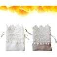 thumbnail image 3 of 10 bolsas de regalo de arpillera de organza con cordón de organza para regalos de bodas, suministros de despedida de soltera, bolsas de joyería para baby shower, color blanco y beige, 3 of 5