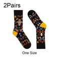 thumbnail image 7 of 2 Pairs Sugar Skull Socks Halloween Crew Socks Casual Cotton Socks Novelty Funny Footwear for Mexico Day of The Day, 7 of 7