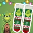 thumbnail image 6 of Dr Seuss The Grinch Adult Fair Isle Sweater Knit Sherpa Lined Slipper Socks For Men and Women, 6 of 8