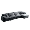 thumbnail image 6 of 4 Person Sofa, Upholstered Couches for Living Room with 1 Footstool and 4 Throw Pillows, 4 Seat Sofa for Living Room, Apartment, Office,Apartmen, Gray, 6 of 9